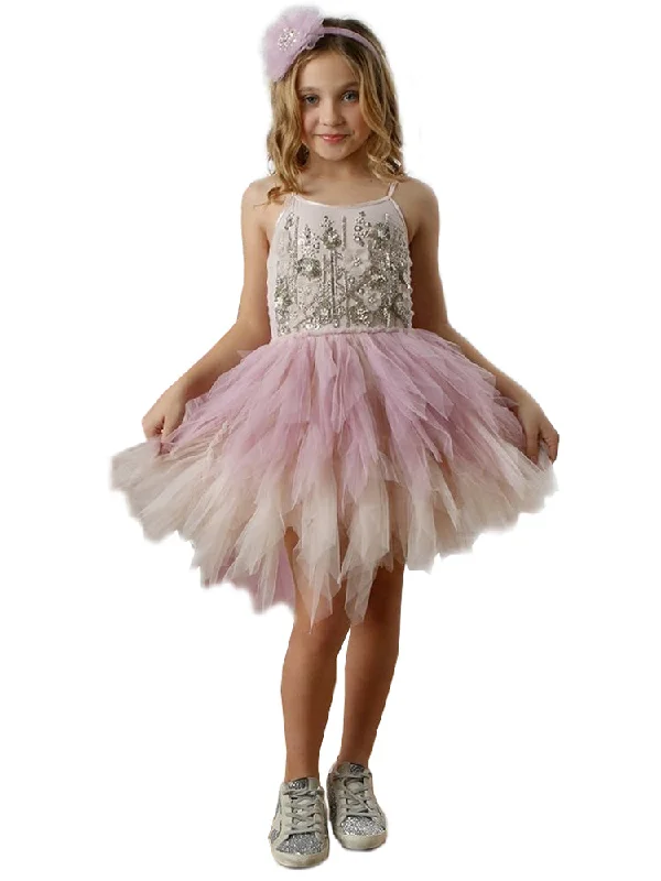 Fashion Frontiers Girls Lilac Emma Embroidered Tutu Dress, 12M-14