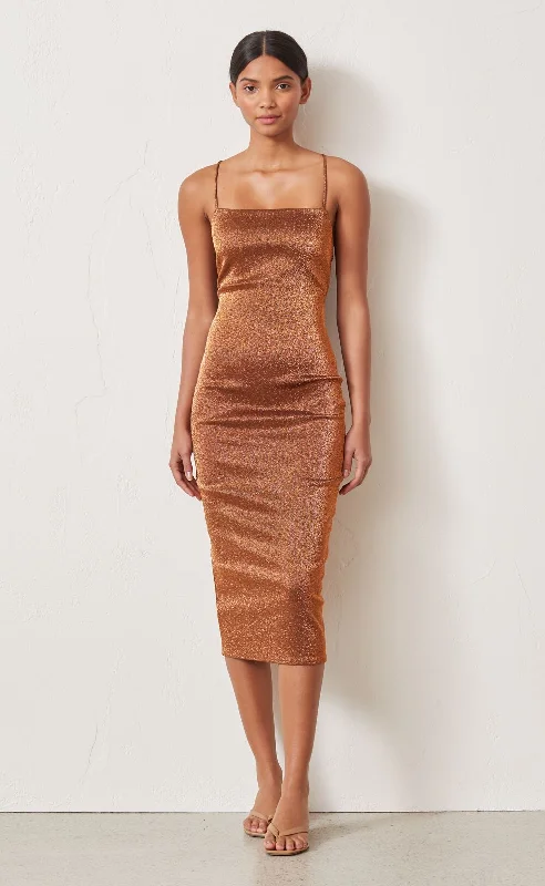 Discount Store Bronze Baby Midi Dress - Copper