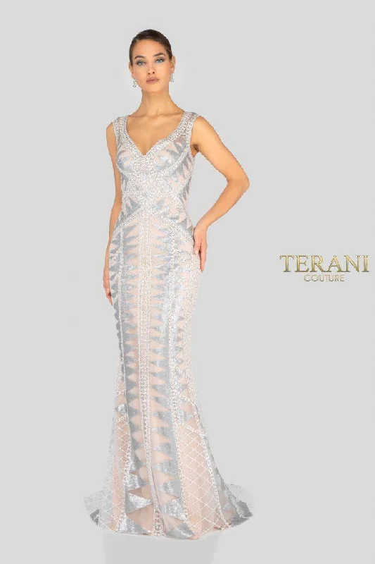 Vintage Fashion Terani Couture 1913E9226 Long Formal Prom Dress