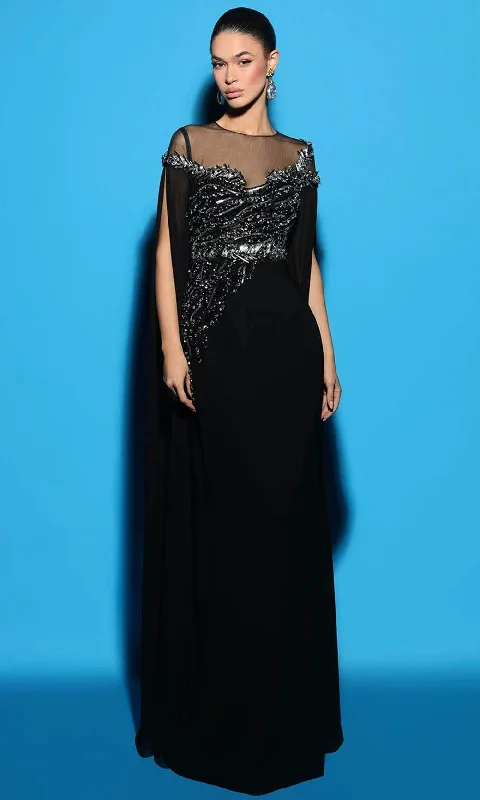 Fashionable Casual Tops Tarik Ediz 98493 - Beaded Illusion Jewel Evening Gown