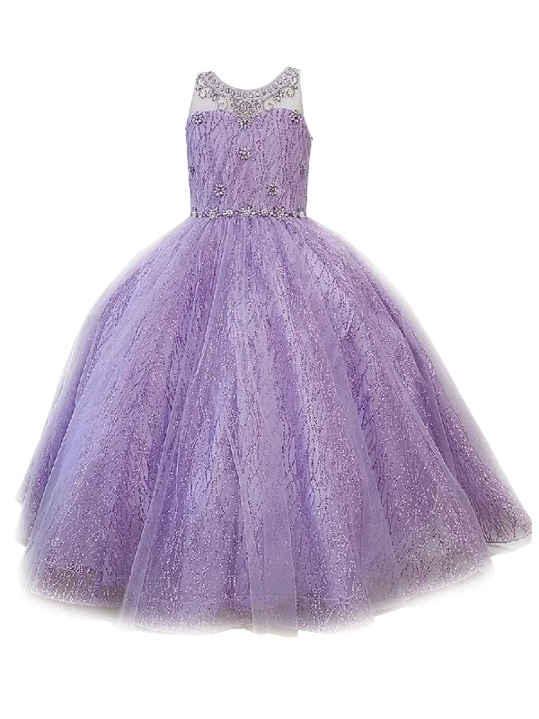 Style Breakthroughs Big Girls Lilac Jewel Illusion Neckline Pageant Dress 8-16