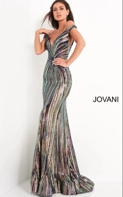 Trendy Street Style Attire Jovani 04809 Off Shoulder Long Prom Dress