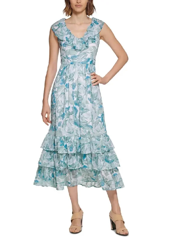 Big Discounts 8 - calvin klein blue floral midi dress