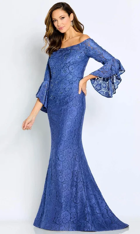 Plus Size Women’s Fashion Cameron Blake CB103 - Bell Sleeve Lace Evening Gown