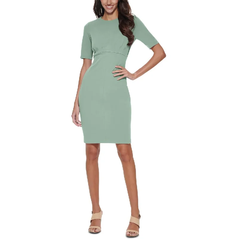 Colorful Clothing Calvin Klein Womens Jewel Neck Knee Length Midi Dress