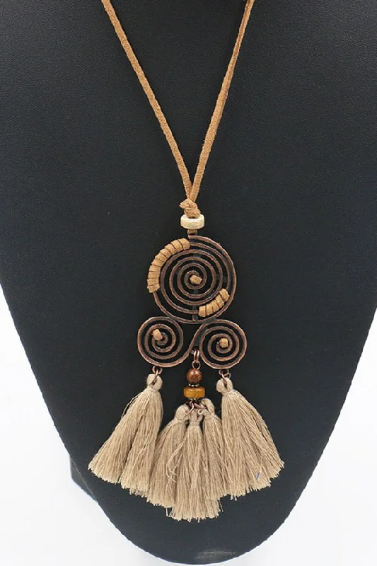 End Of Season Sale Clothing Bohemian Style Tassel Flower Pendant Ethnic Style Retro Necklace