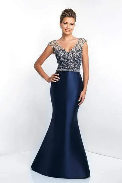 Clothing Sales Blush Social Occasion - S2003 Beaded V-Neck Mikado Mermaid Evening Gown