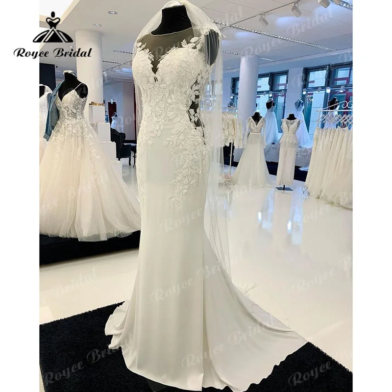 Women’s Outerwear for All Weather Conditions Roycebridal Backless Mermaid/Trumpet Boho Wedding Dress 2025 Robe Satin Elegant Bridal Boho Long Receiption Party Gowns New Mariage Cut-out