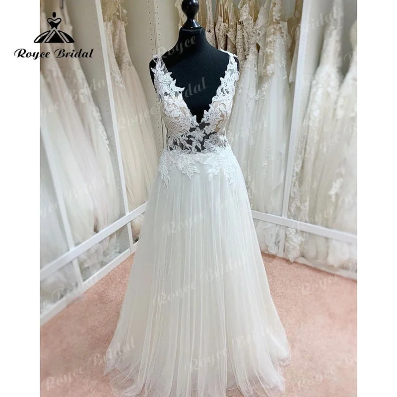 Women’s Clothes for All-Day Comfort and Style Roycebridal Vestido De Noiva A Line Wedding Dress Open Back V Neck Lace Applique Beach Party Bridal Gown vestido de novia sin espalda 2025