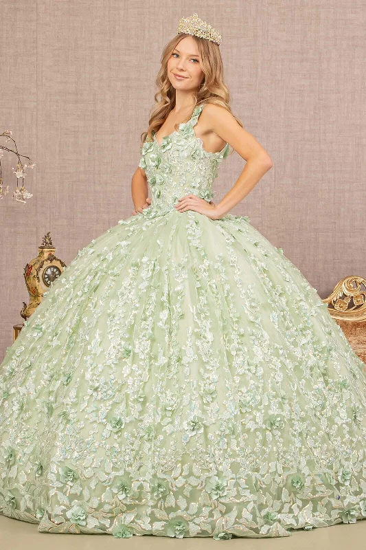 VIP Member Discount 3D Floral Sleeveless Ball Gown by Elizabeth K GL3173