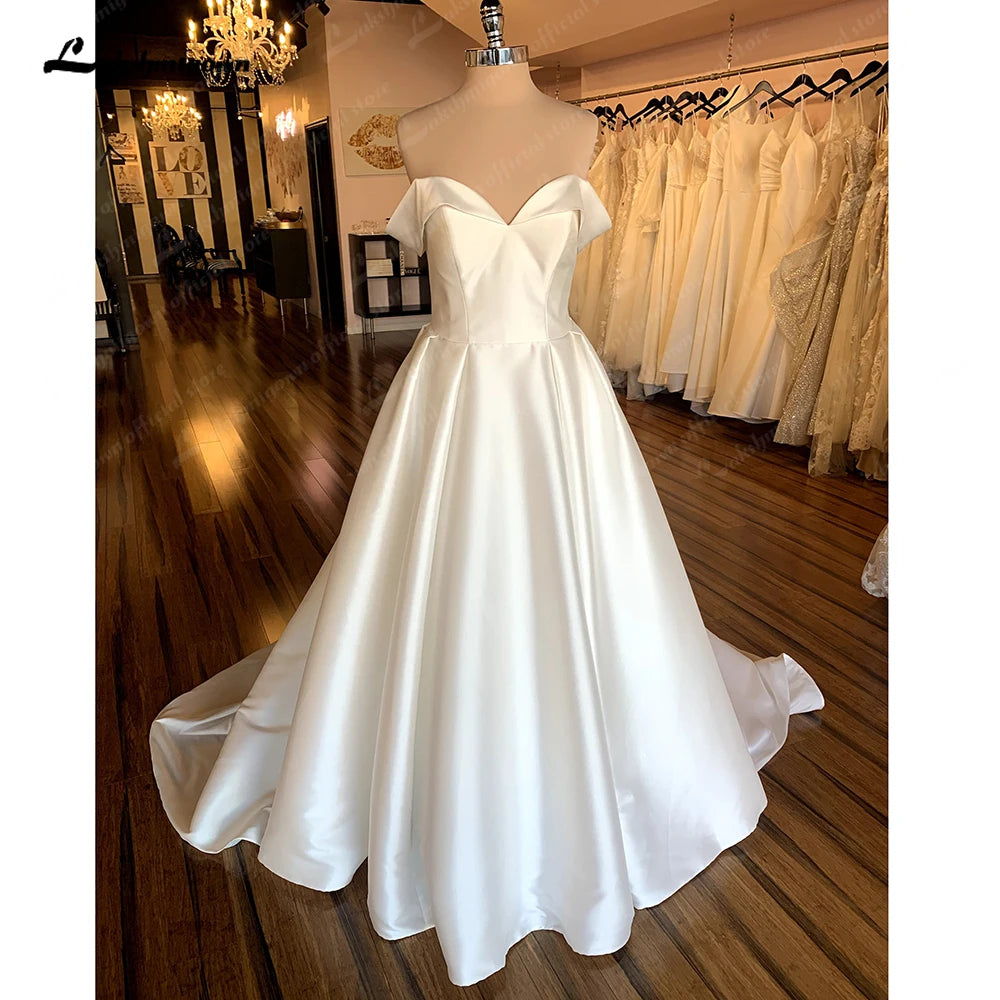 Effortless Everyday Wear Roycebridal Satin Wedding Dresses 2025 Women Strapless Sleeveless Ivory Long Bride Dress A-Line Zipper Simple Sexy Dress