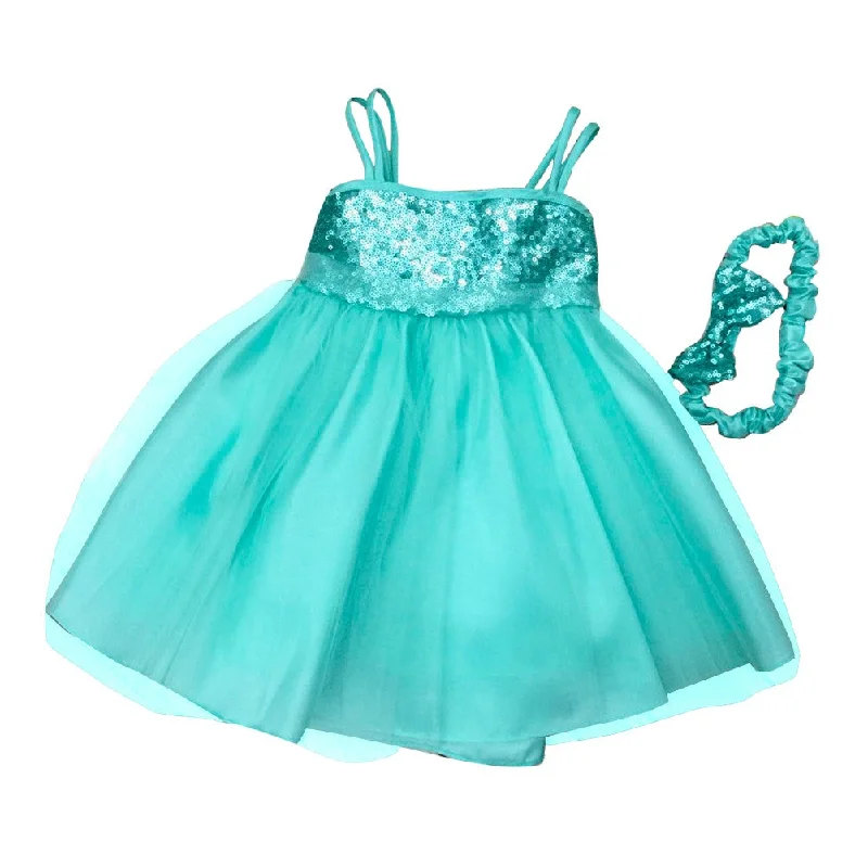 Style Revolution Baby Girls Mint Sequined Headband Flower Girl Dress 6-24M