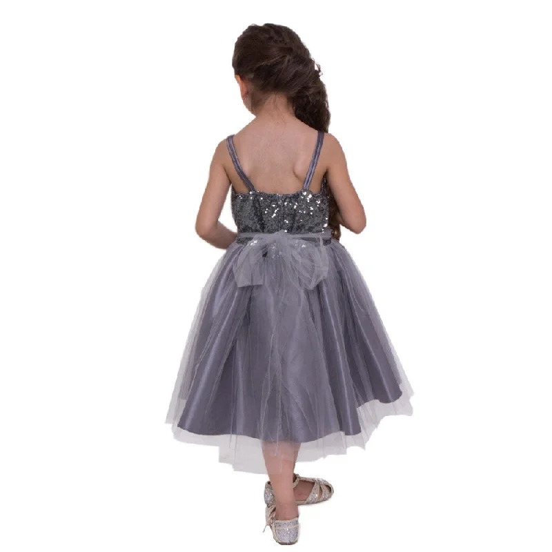 Versatile Wardrobe Essentials Little Girls Grey Sequined Top Tulle Flower Girl Dress 2T-6