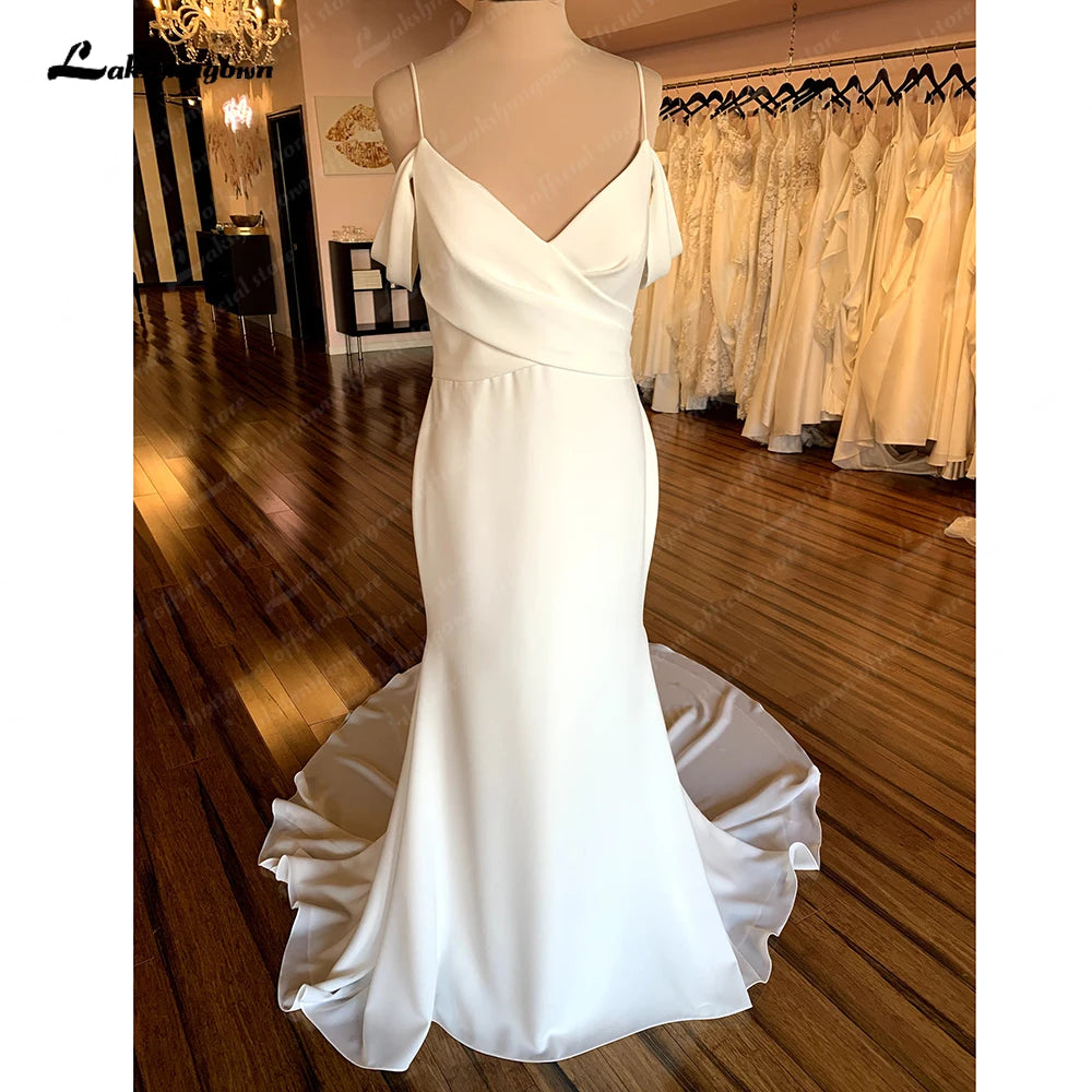 Trend Setting Threads Roycebridal Soft Satin Boho Wedding Dress with V Neck 2025 Bridal Gowns Spaghetti Straps suknia slubna hochzeitskleid