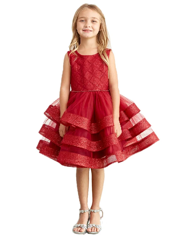 Holiday Gift Guide Sale Girls Multi Color Glitter Horse Hair Ruffles Flower Girl Dress 2-12