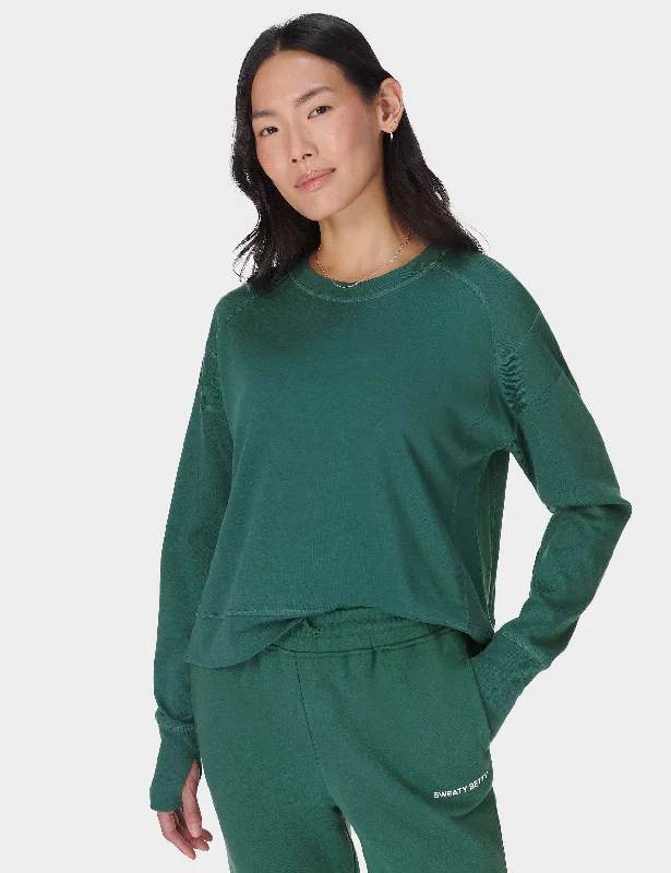 Wardrobe Upgrade After Class Crop Sweatshirt - Glade Green