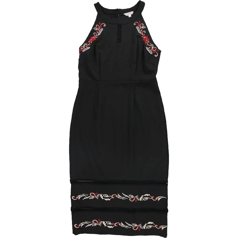 Eclectic Style Wardrobe Nanette Lepore Womens Embroidered Midi Dress, Black, 8