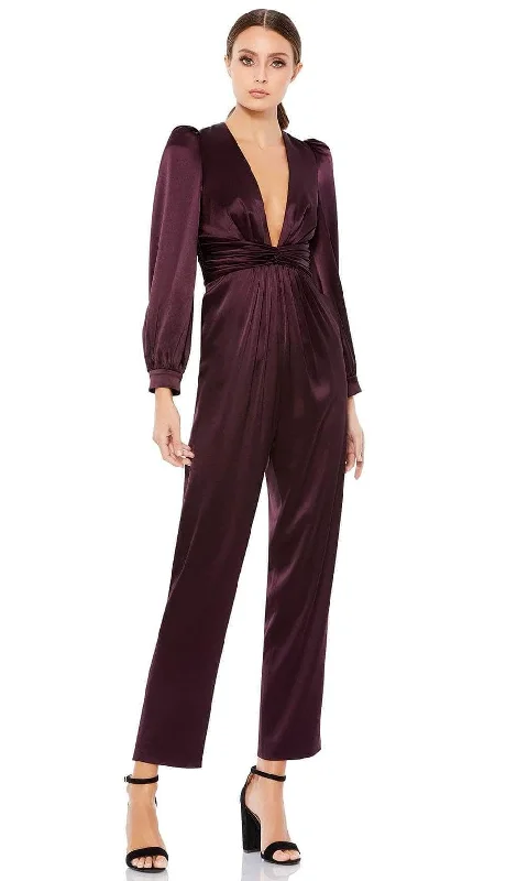 Exclusive Women’s Fashion Collection Ieena Duggal A2647 - Plunging Neckline Pleated Jumpsuit