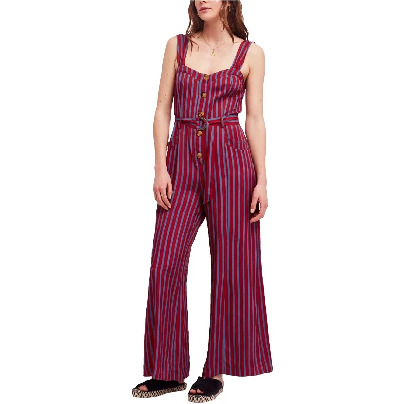 Elegant Simplicity Wardrobe Free People Womens Striped Jumpsuit, Red, 2