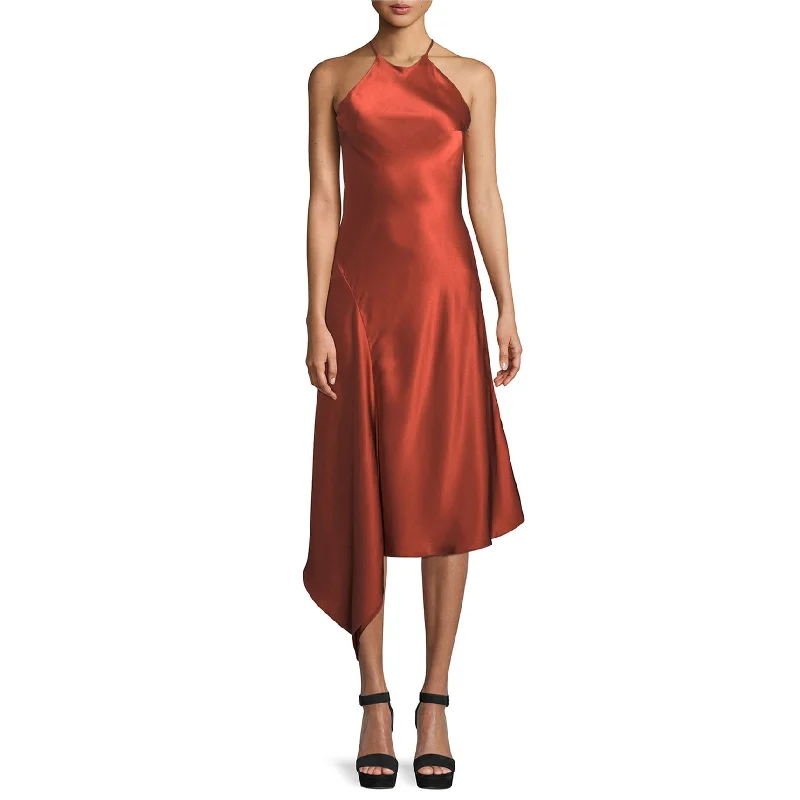 Fashion Forward Femininity Alexis Womens Draped Midi Dress, Orange, Medium