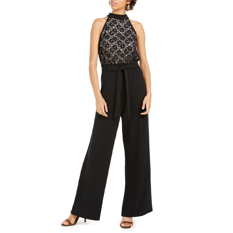 Dive Into Trendy Women's Fashion Ultra Flirt Womens Lace Top Jumpsuit, Black, X-Large