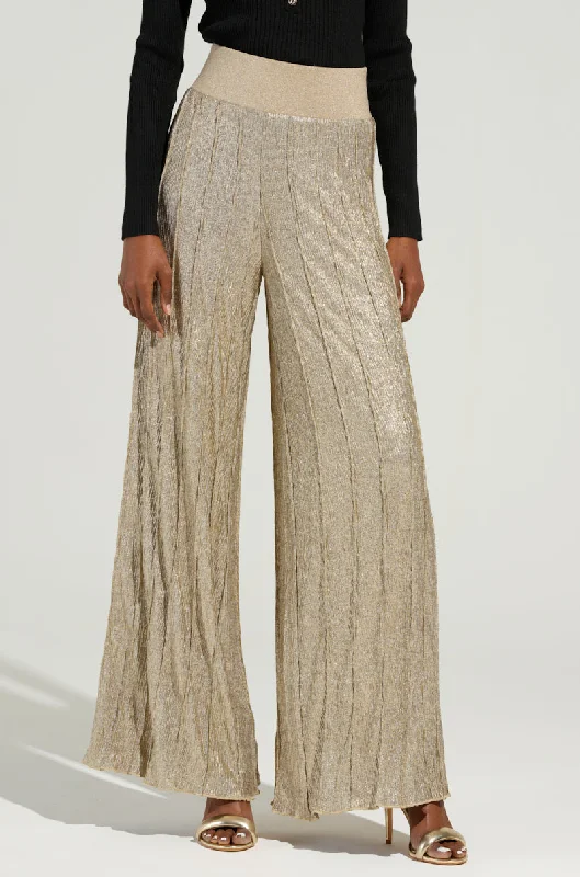 Women's Fashion Clothing FEELING GODLY PLEATED HIGH WAIST PANT IN GOLD