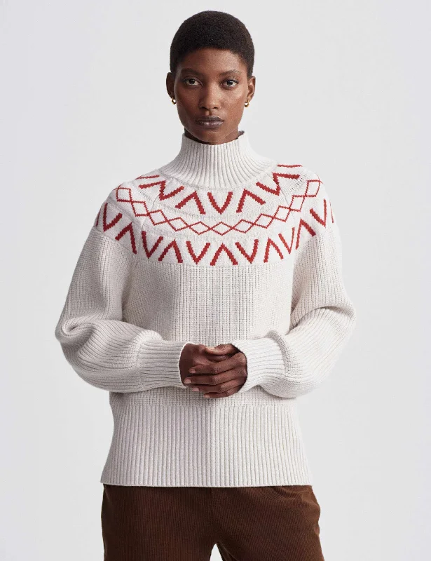 Stylish Basics Marcie Fair Isle Yoke Knit - Silver Birch