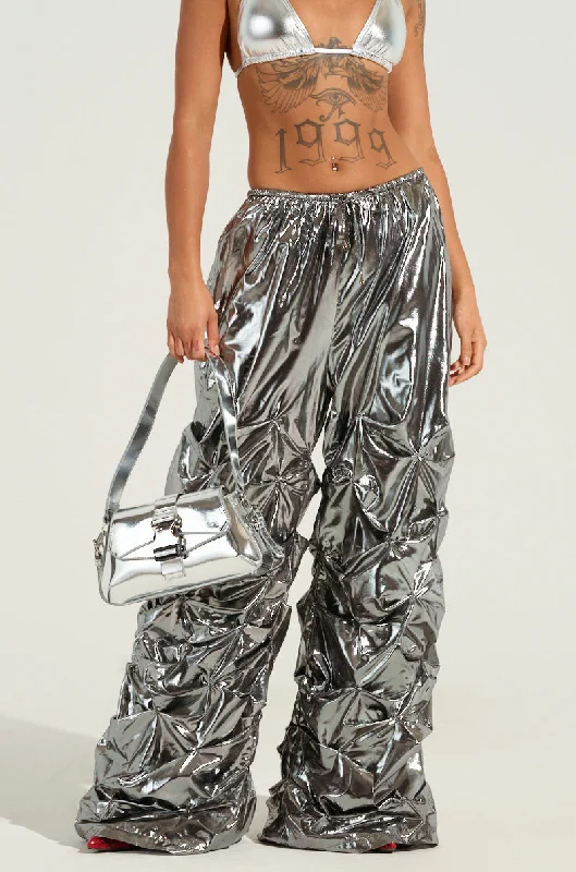 Boutique Dress Online COINCIDENTAL LOVE OVERSIZED METALLIC RUCHED PANT