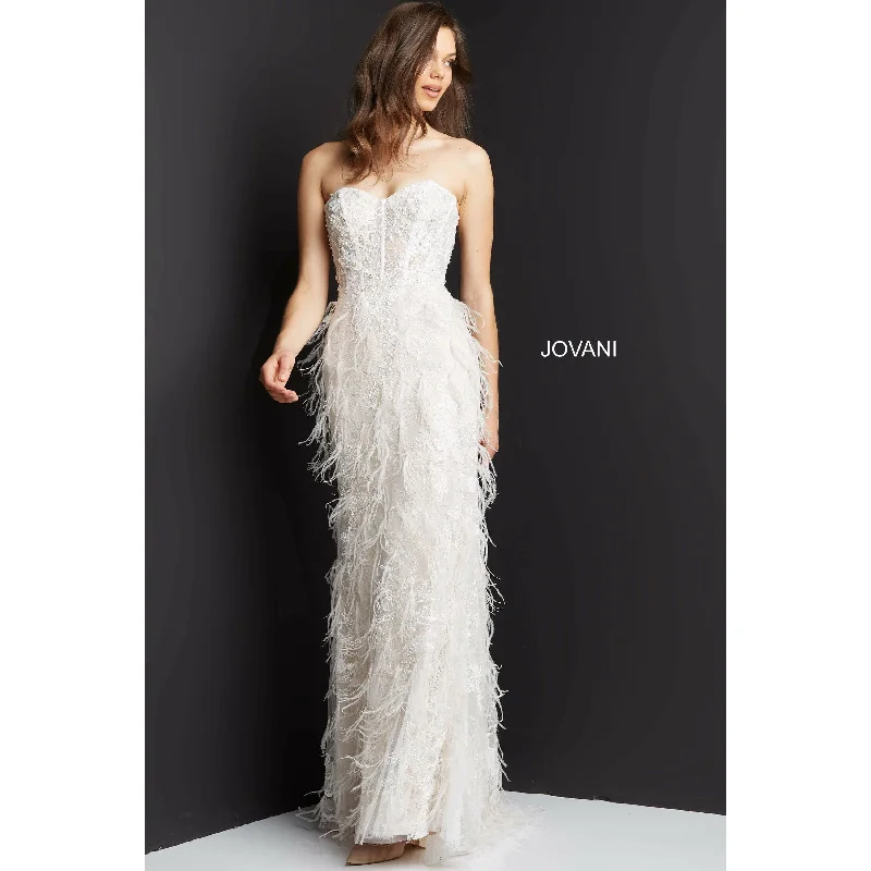 Step Ahead, Lead The Trend Jovani Off White Corset Embellished Strapless Gown 07914