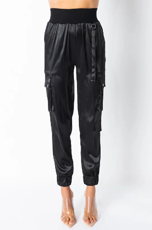 Vintage Style Clothing Sale TAYLOR SATIN JOGGER BLACK