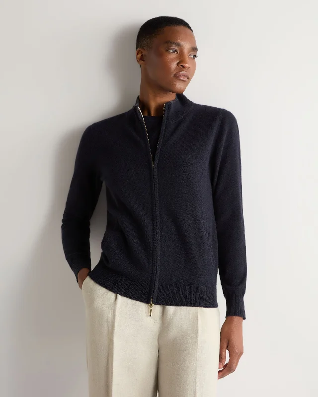 Relaxed Style Women's Alisa Full Zip Cashmere Cardigan Navy Blue