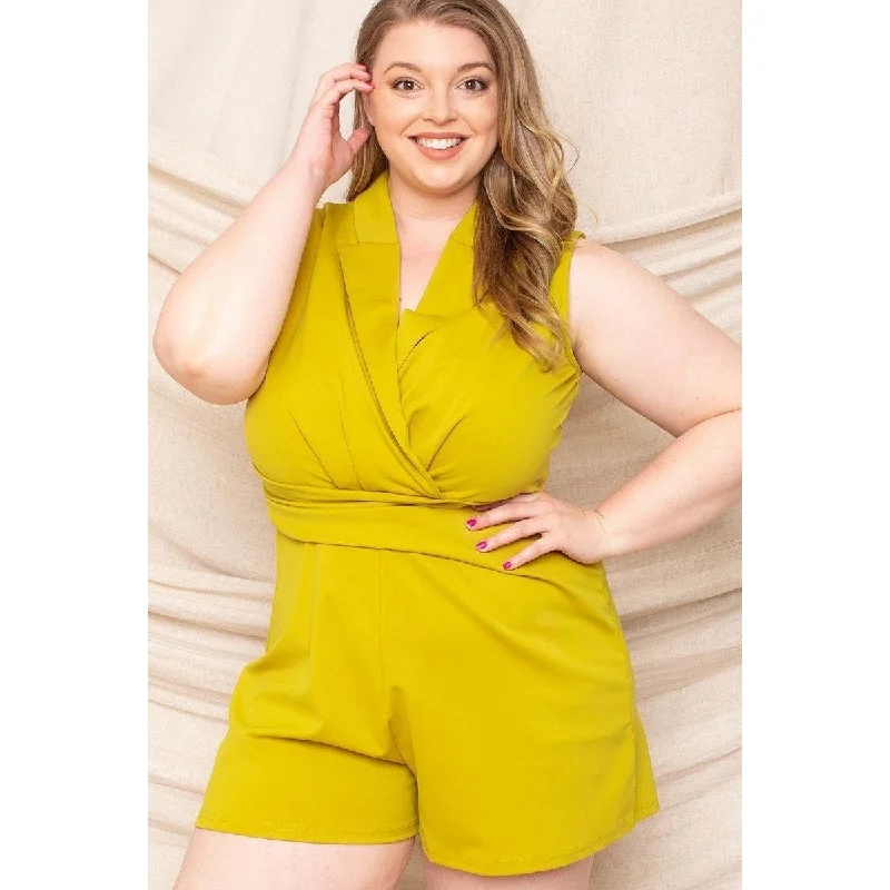 Women's Fashion Hotspots Collared Neck Plus Size Romper