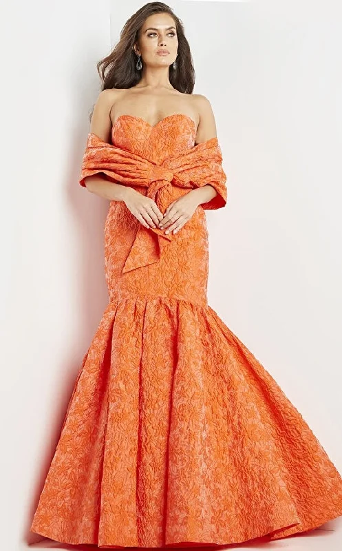 Crazy Discounts, Hurry Up Jovani 22586 Orange Fit and Flare Strapless Evening Gown