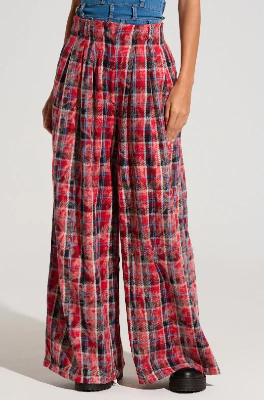 Big Sale Event PLAID SWAGGER SLACKS IN RED MULTI